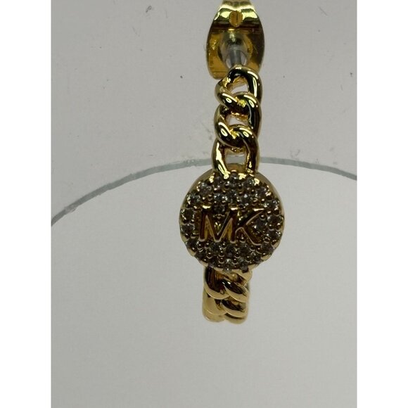 Michael Kors Gold-Tone Chain Link Hoop Earrings With Crystal Accents - Picture 2 of 6